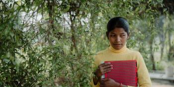 Girl with schoolbook