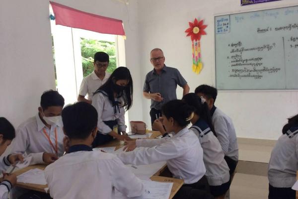 Sean teaching at Net Yang school in Battambang