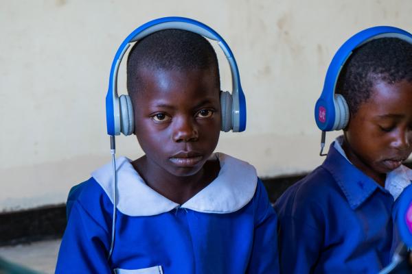 Child wearing headphones