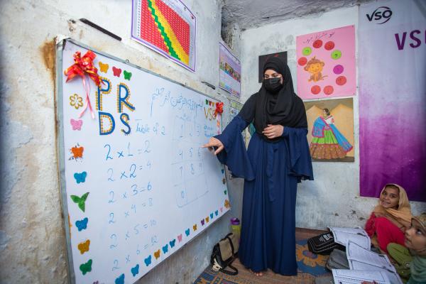 Salma, VSO volunteer in the classroom