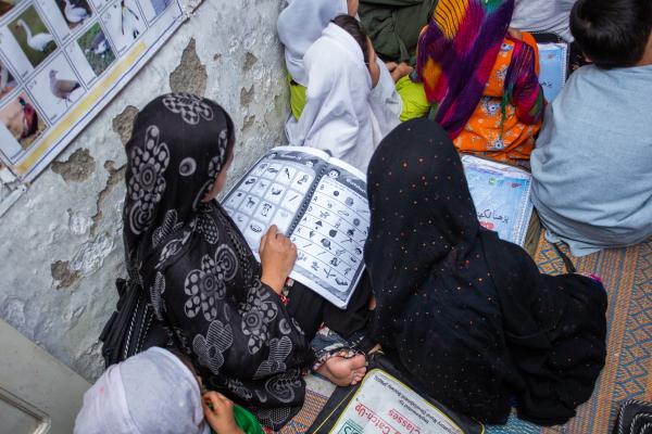 Refugee girls in the classroom